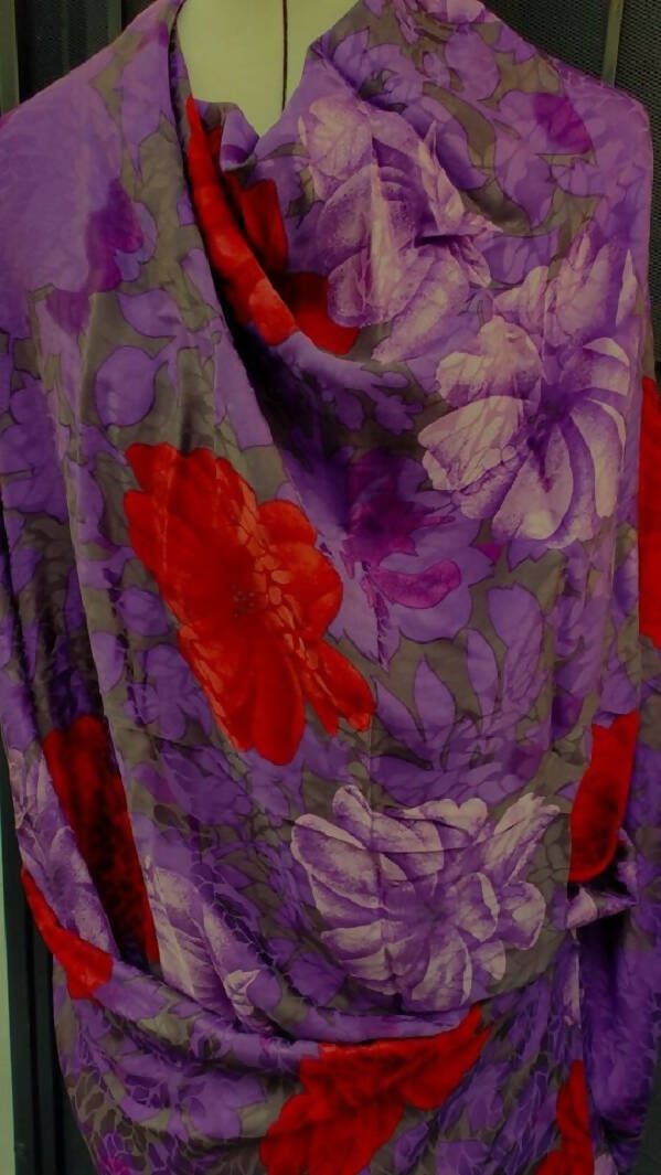 Purple Floral Polyester Fabric 46" Wide 2 1/2 Yards