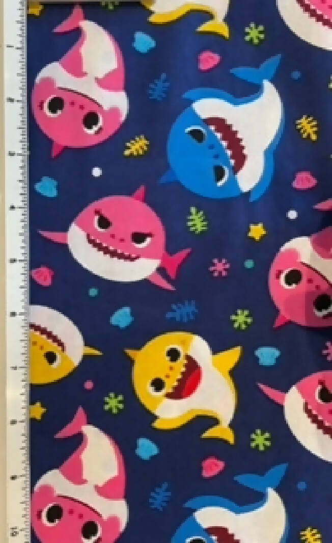 Baby Shark 5/8 yd cotton fabric