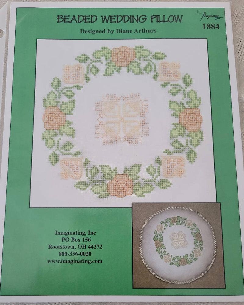 Beaded Wedding Pillow cross stitch pattern leaflet