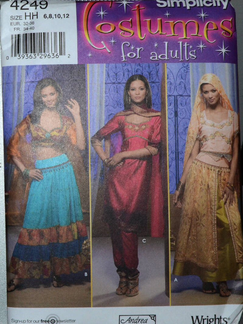 Simplicity Costume Sewing Pattern 4249 Belly Dancer / Harem New, Uncut (6-12)