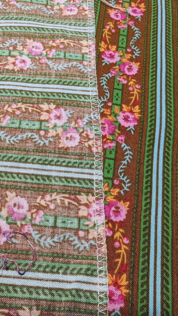 Retro Mixed Floral and Striped Print Quilting Cotton Woven Fabric 42"W - 1 3/4 yd