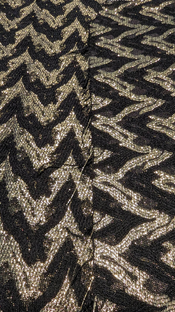 Black & Gold Chevron Synthetic Brocade Woven Fabric 58"W - 2 yds+