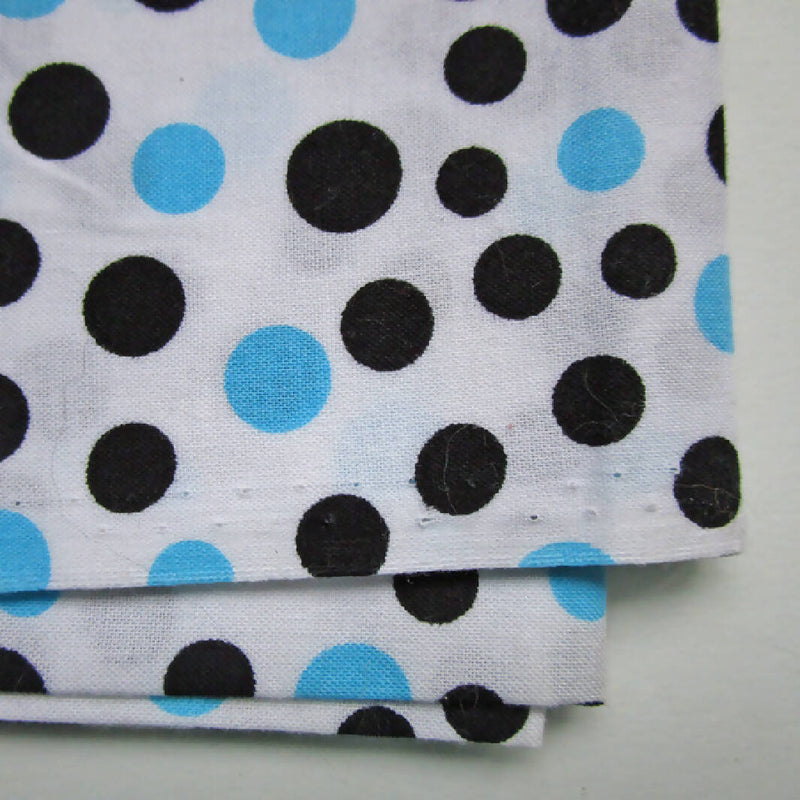 Blue and Black Polka Dot Cotton Sewing/Quilting Fabric, 43.5" x 36"