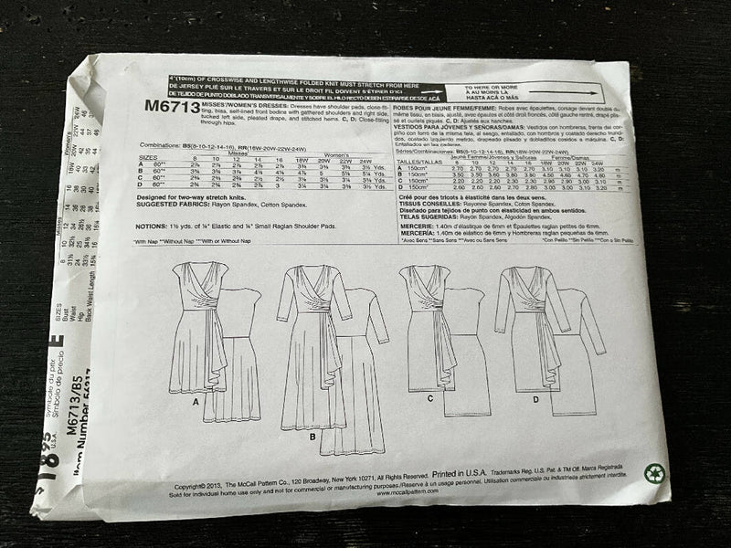 McCall’s M6713 - Dress Pattern, Unopened, US sizes 8-16