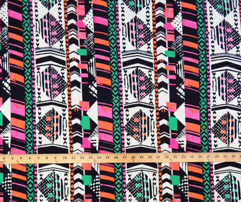 2.5 yds - Stylized Tribal Stripe - Rayon Knit