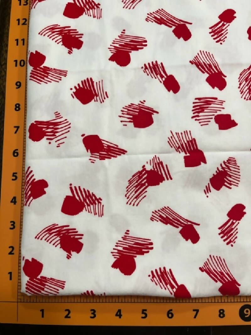 White and red print %100 cotton