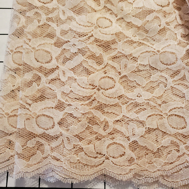 Vintage Lace Fabric Blush color scalloped Edge 1 yd x 23 "