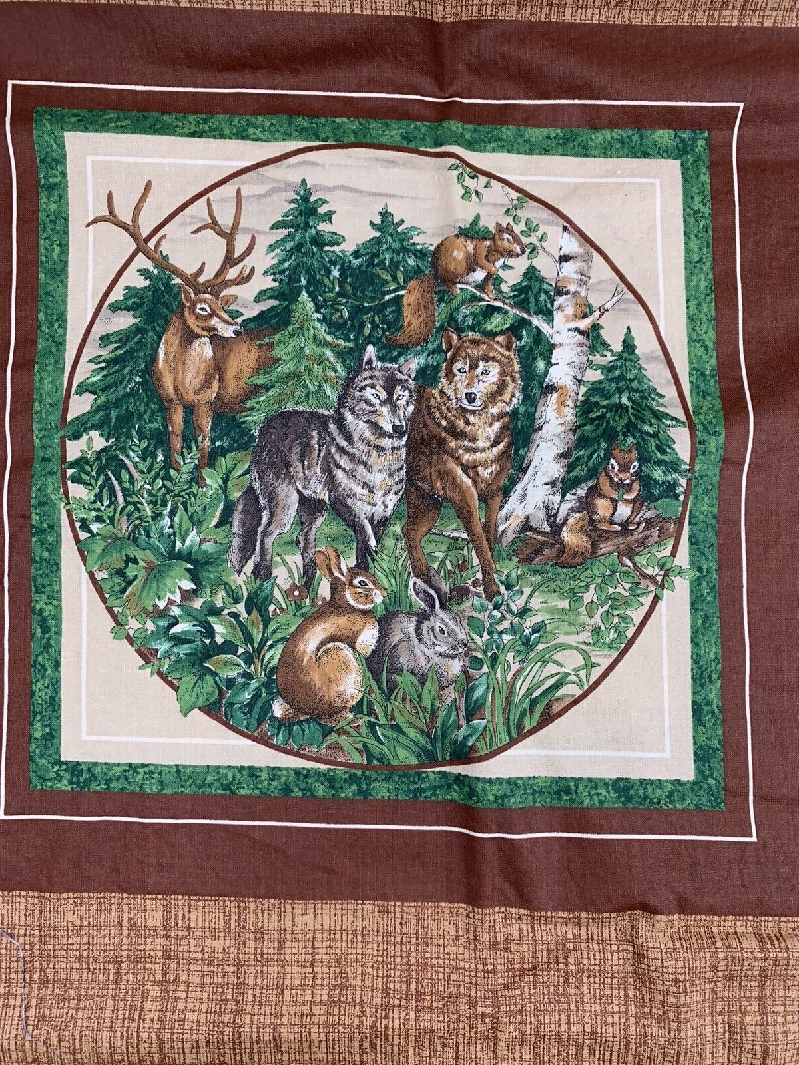 VIP Cranston Fabrics Forest Animals Bear Racoon Wolf Deer Bunnies Pillow Panel