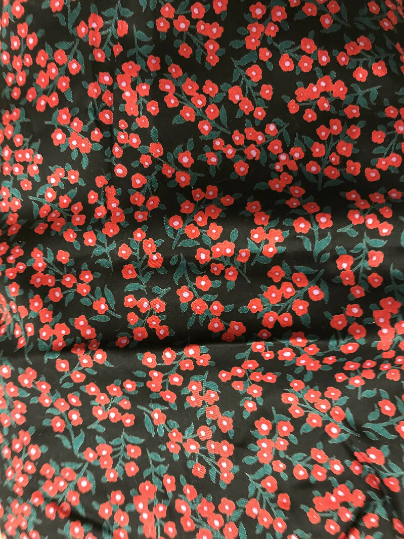 Black viscose with small red flowers