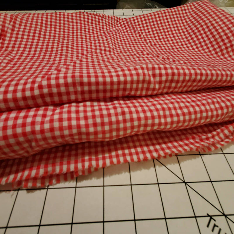 Vintage RED Check Gingham 17.5 w x 2 1/8 yds L