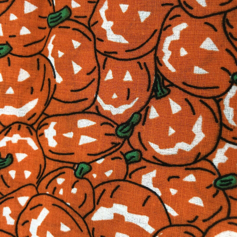 Vintage 80s Wamsutta Hallmark Halloween Fabric Pumpkin Jack-o-lanterns 1yrd +8”