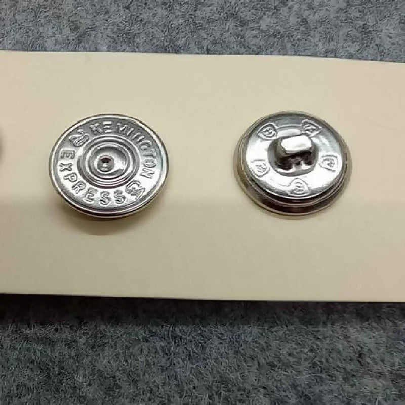 Silver Tone Kemington Express 20 GA Shotgun Shell Novelty Buttons, Lot of 3