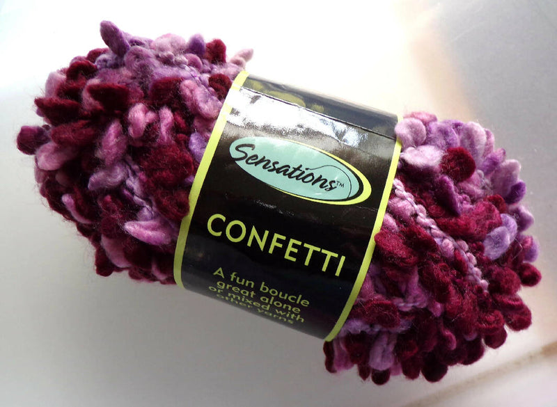 Jo-Ann Sensations Confetti Boucle Yarn Purple Lot of 7 full Skeins and 9.6 oz of partial/reclaimed balls.