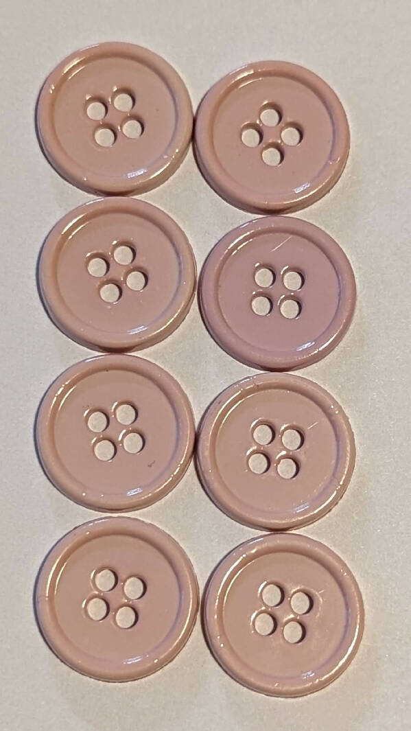 Pale Pink 5/8" Round Buttons - Set of 8