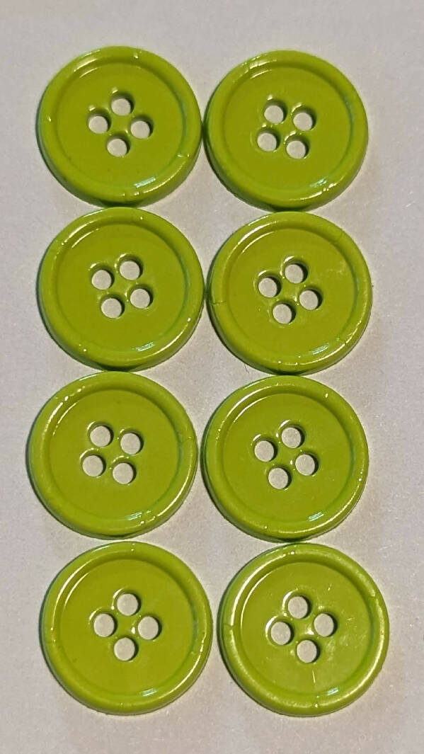 Lime Green 5/8" Round Buttons - Set of 8