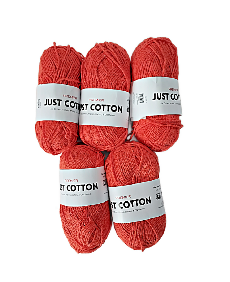 Lot 5 Ginger Just Cotton Premier Yarn 2.1 oz 105 Yds 1023-36 New