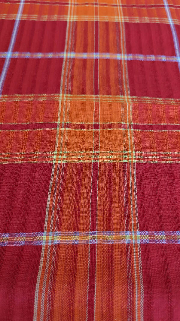 Shades of Orange Madras Plaid Cotton Woven Fabric 62"W - 4 1/2 yds