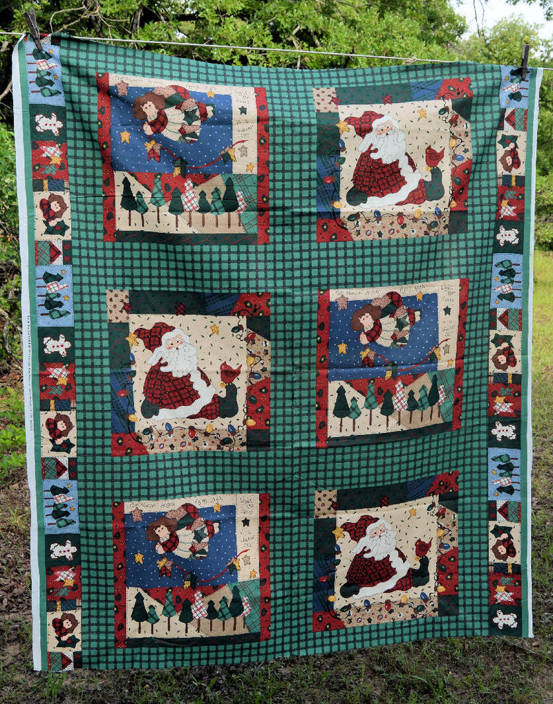 Christmas block fabric country angels & Santa by Leslie Beck
