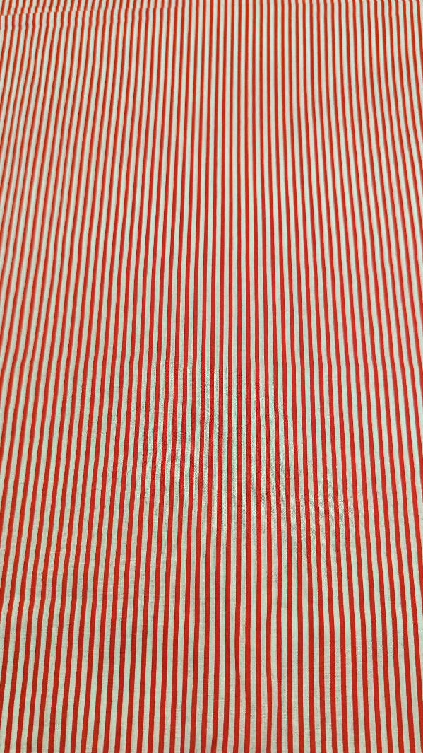 Red/White Striped Shirting Woven Fabric 43"W - 2 yds+
