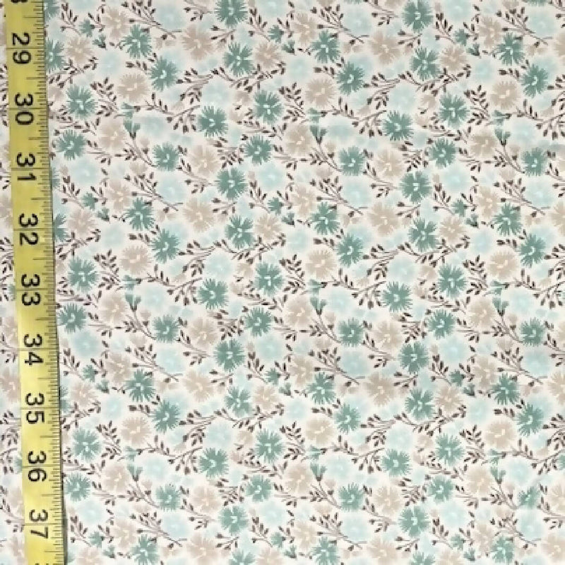 Teal, Gray, and White Quilting Cotton - 4 Yds