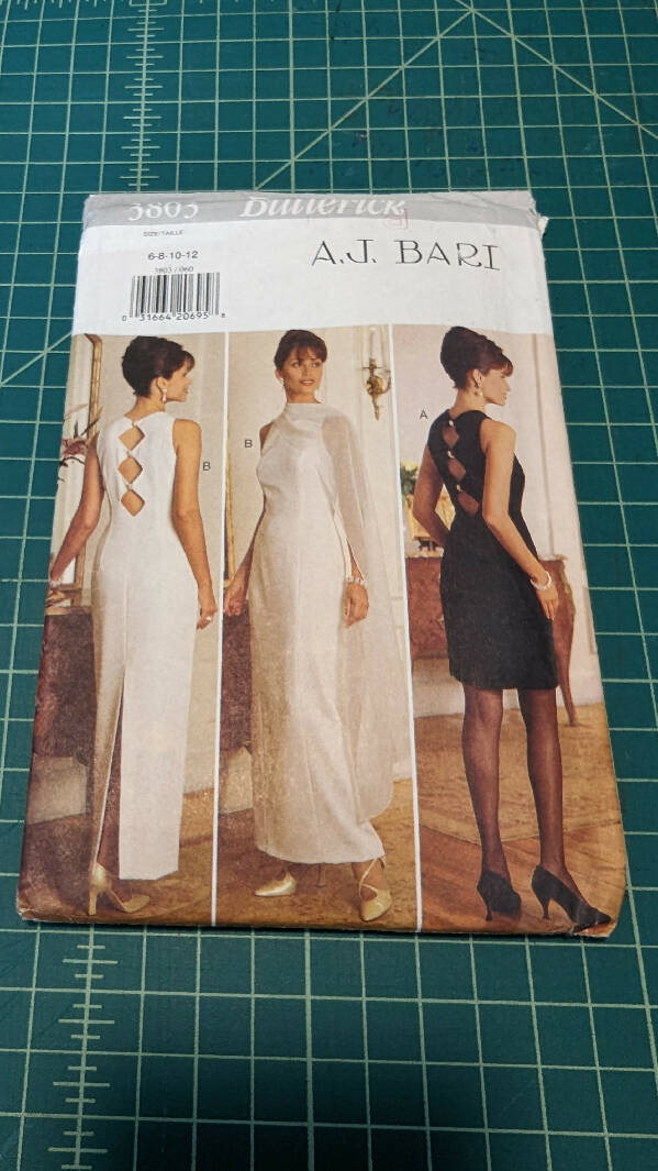 Vintage Butterick 8303 A.J. Bari Dress & Stole Pattern Sizes 6-12