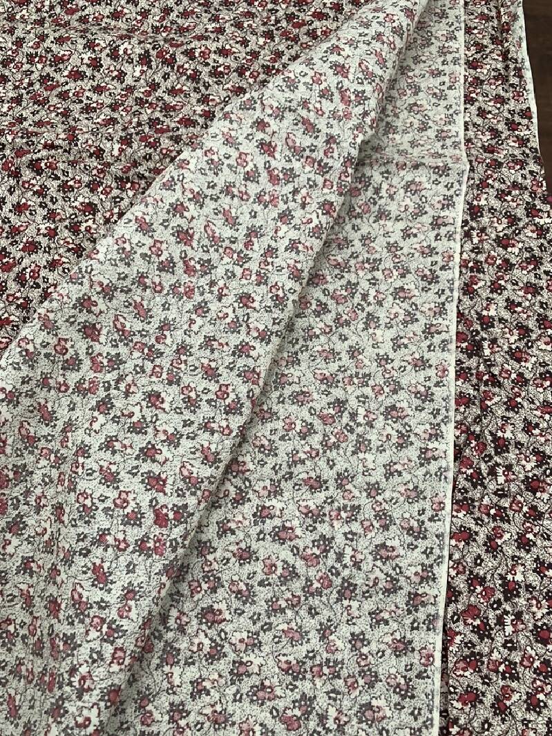 Vintage Micro Floral Muslin Fabric 1980s Cottagecore Neutral Colors 1y+27"x44"