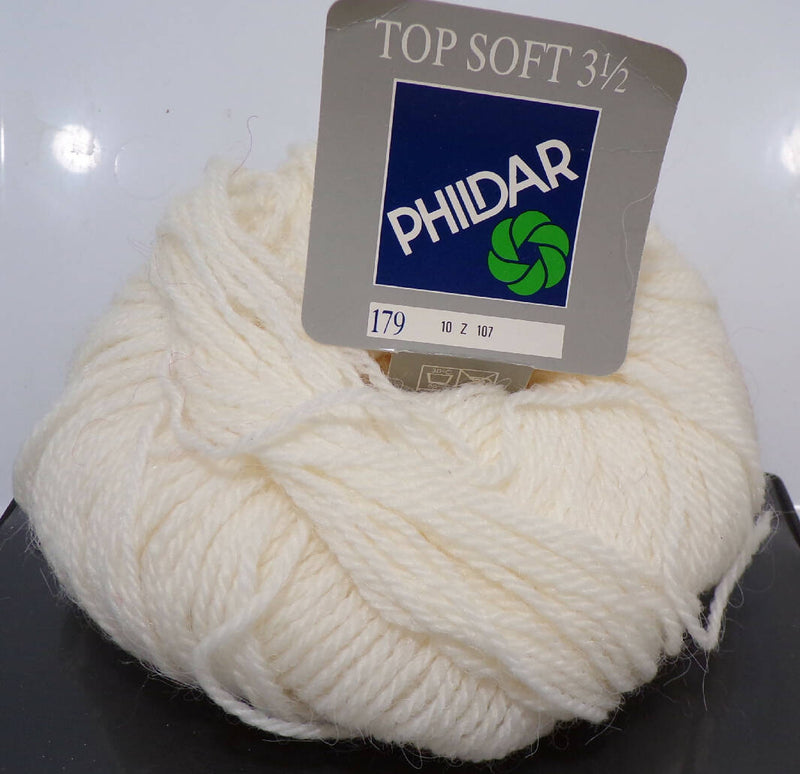 Phildar Top Soft 3 1/2 White; 1 Full Skein; Vintage; Made in Belgium