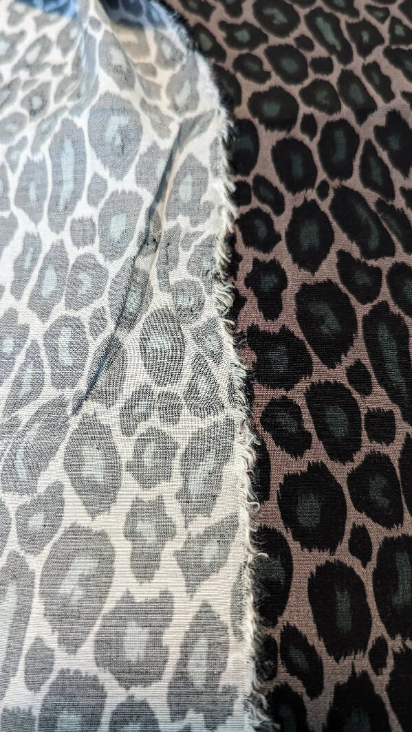 Taupe/Black/Dark Teal Animal Print Rayon Challis Woven Fabric 60"W - 3 yds