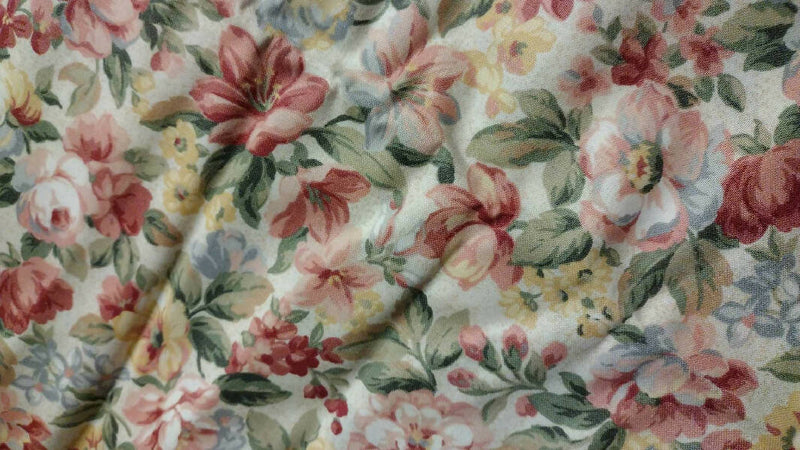 2 Yards Cranston Home Fashions Fabric - Large Floral on Soft Beige Background
