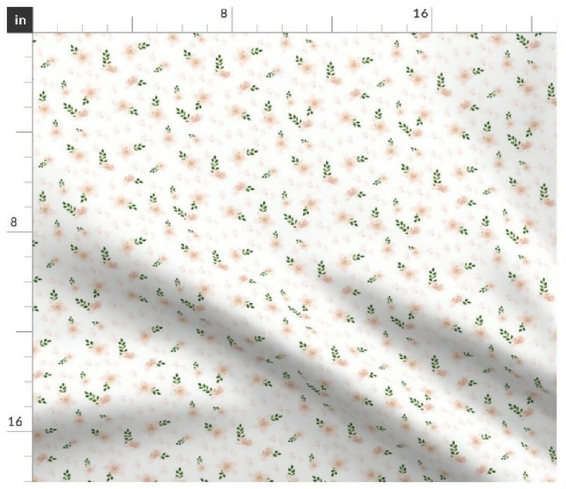 4" FLORALS / KITTY IN PARIS / WHITE Fabric, 1 Yard, 100% cotton Spoonflower Fabric