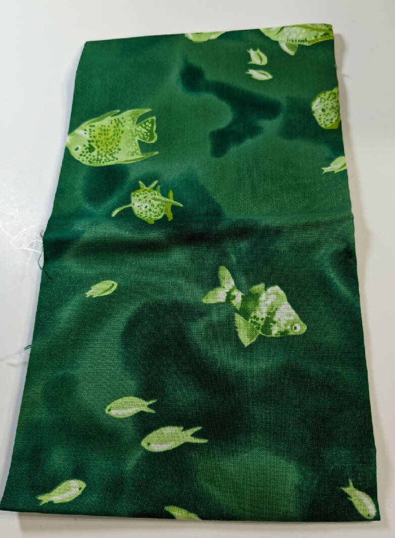 3 Green Fish Batik Themed Fat Quarters Quilting Cotton