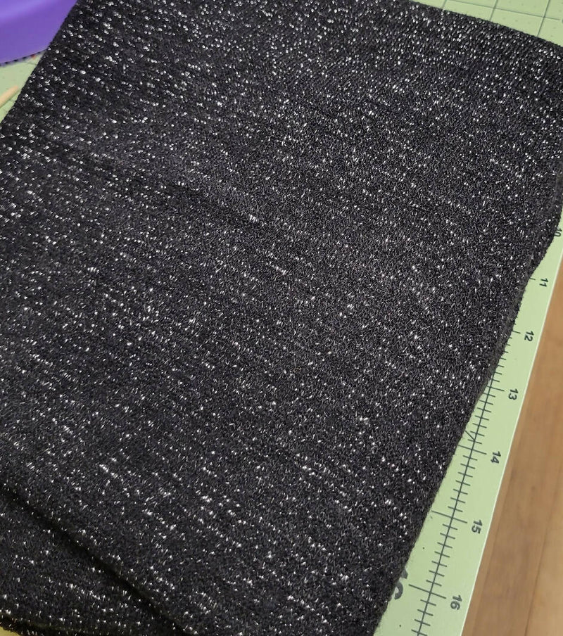 Black with silver glitter knit 1/2 yard x 60"