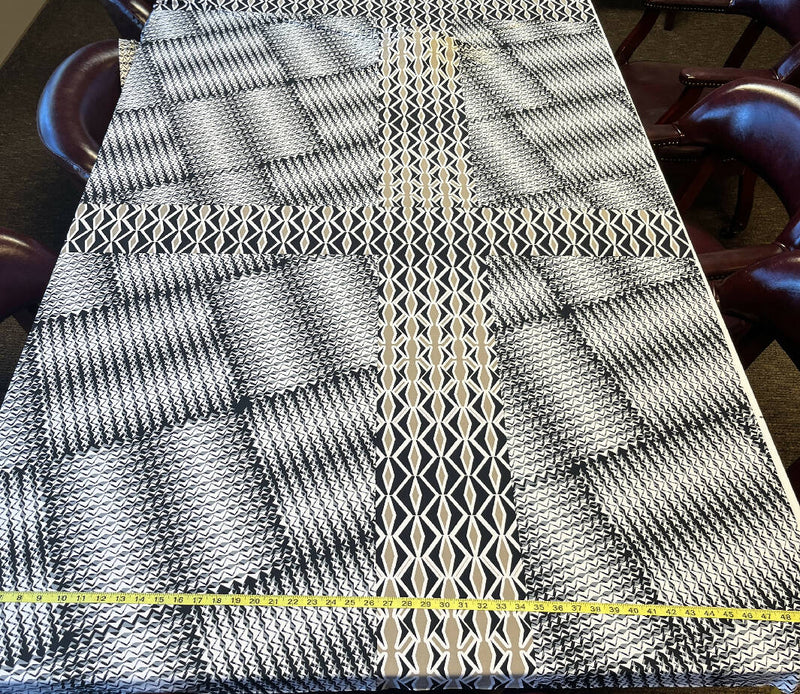 Geometric Gray, Taupe, B&W Polyester Lycra Panel Print Knit - 3 Yds