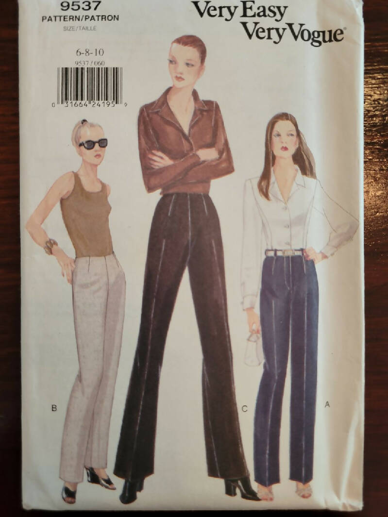 Vogue 9537 Misses size 6-8-10 pants, UC/FF