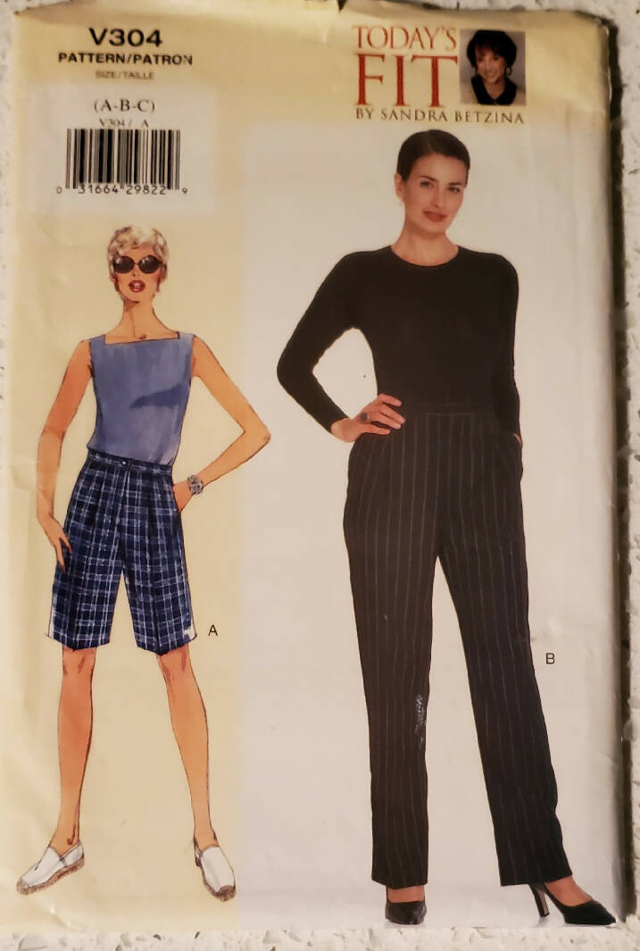 Vogue V304 Shorts & Pants pattern Sizes A B C Uncut/Factory Folds Year 1999