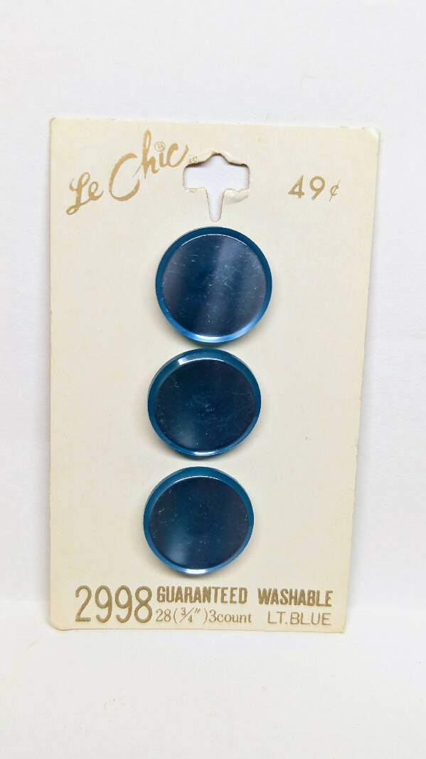 Le Chic Vintage Round Ice Blue Shank Buttons 3/4" - set of 3
