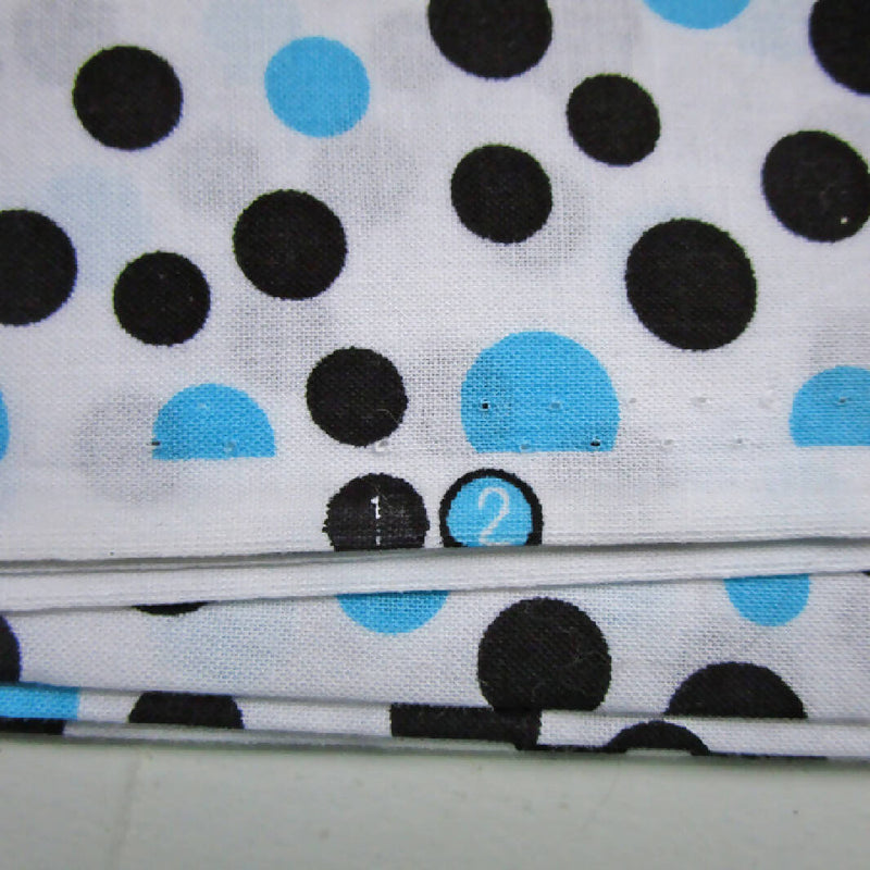 Blue and Black Polka Dot Cotton Sewing/Quilting Fabric, 43.5" x 36"