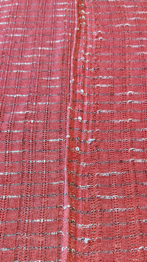 Raspberry Lightweight Open Weave Striped Knit 58"W - 1 1/2 yds