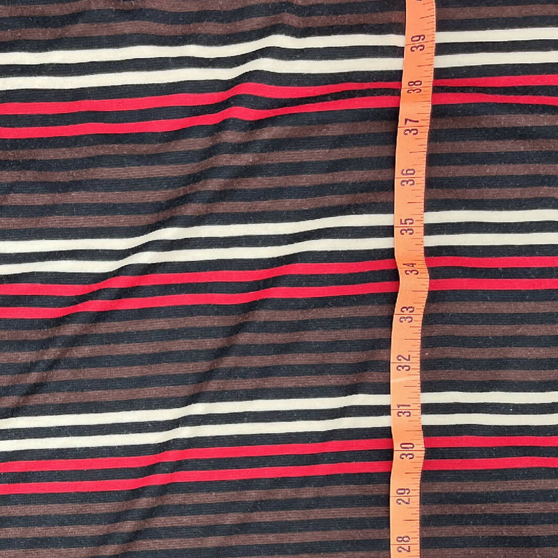 Brown Multi Striped Lightweight Synthetic Interlock Knit