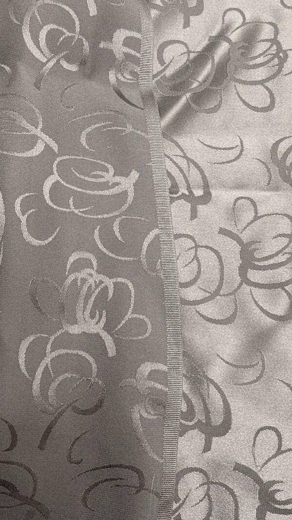 Dark Gray w/ Tonal Abstract Floral Print Silk Charmeuse Woven Fabric 45"W - 4 yds