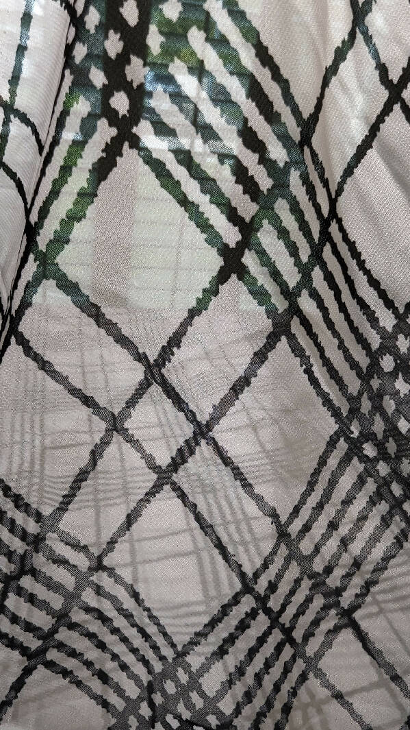 White/Black Irregular Plaid Polyester Chiffon Woven Fabric 57"W - 2 3/4 yds