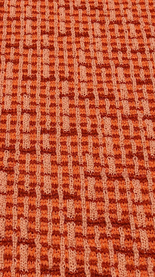 Vintage Coral/Salmon Textured Crimplene Knit Fabric 62"W - 2 yds