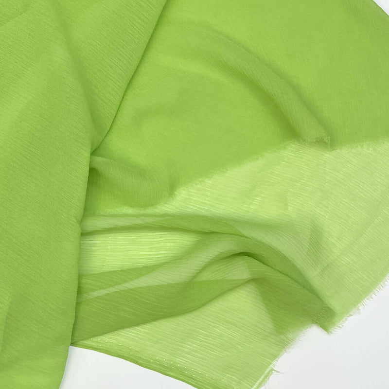 Translucent Lime Green Crinkle Silk - 1.25 Yd