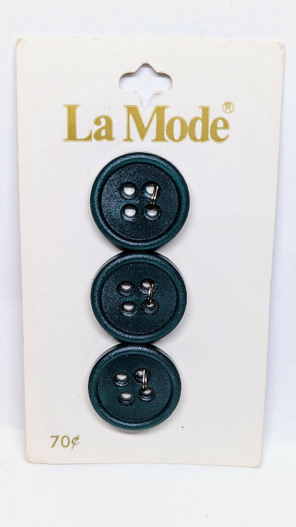 La Mode Vintage Round Dark Green Buttons 3/4" - set of 3