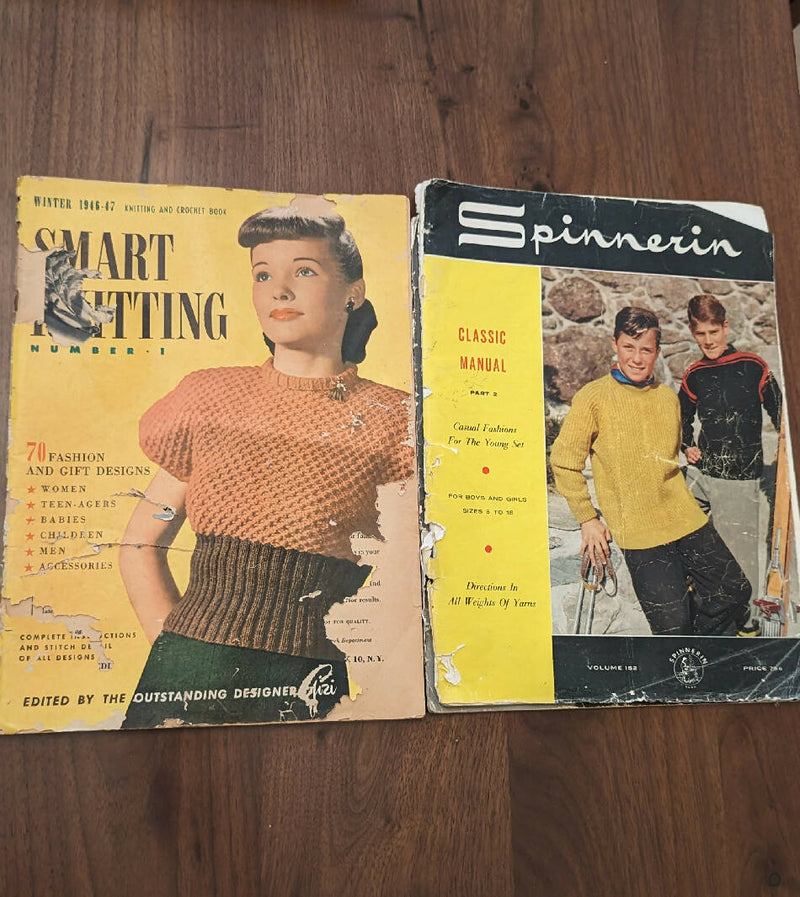 Vintage Knitting Bag and Knitting Patterns