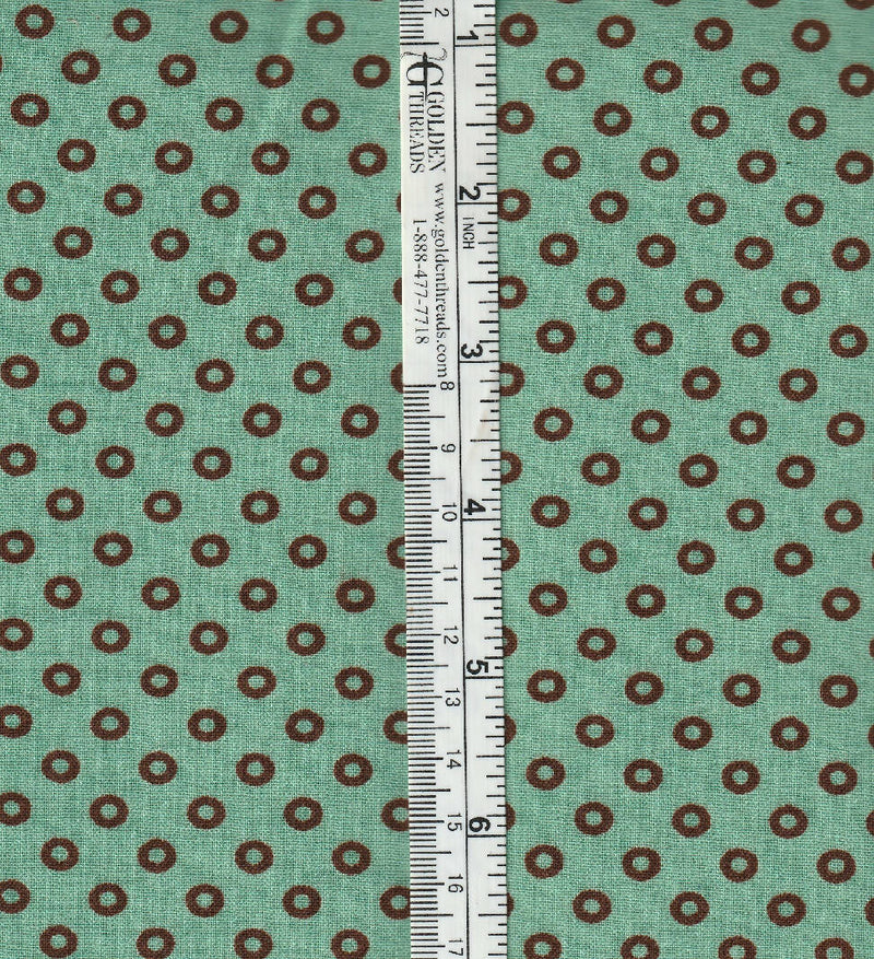 Fabric Dots Brown on Teal 2.39 yards
