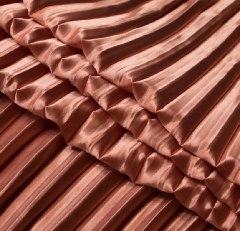 2.5 yds of Creamsicle Pleated Stretch Satin