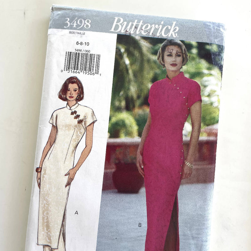 Butterick 3498 (1994) Cheongsam-style Dress and Pants (Size 6-8-10) UNCUT