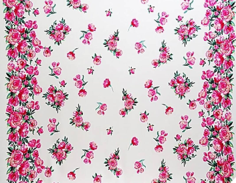 4 yrds - Double Border Rose Print Crepe Double Knit - 59W