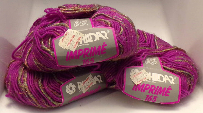 Phildar Imprime 165 Wool Nylon Purple Gold Yarn Vintage Lot of 4